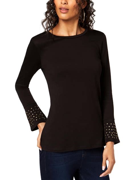 michael michael kors sherlene ruffle detail knit top black|Chic & Trendy Women’s Tops .